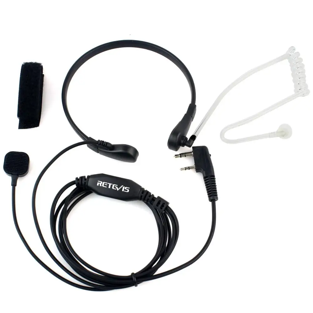 

RETEVIS 2 PIN Throat mic Radio Earpiece PTT Headset for Kenwood RETEVIS WOUXUN TYT BAOFENG 888s UV5R WOUXUN PUXING LINTON Radios