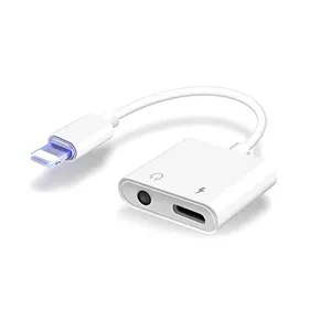 Hot sale Daul dongle PD fast charging with  Light ning to  3.5mm audio adapter cable for iphone