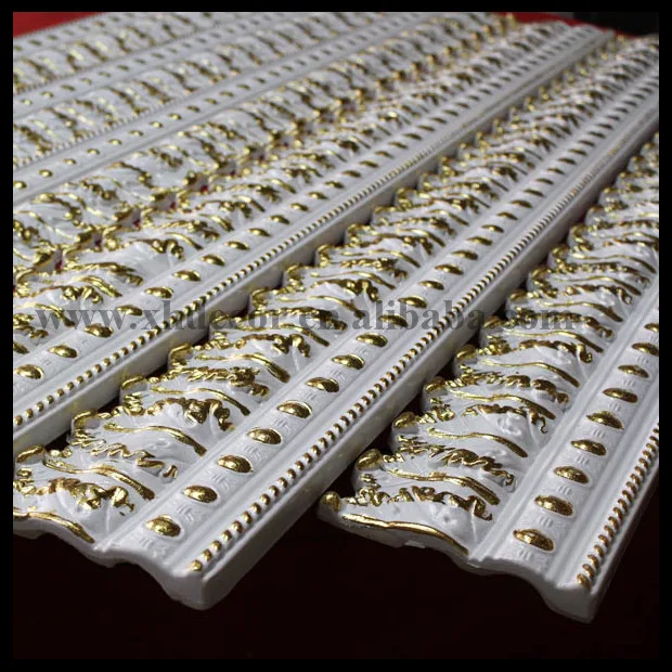 
1.2meter ceiling decorative moulding PU material white with gold paint Crown Moulding 