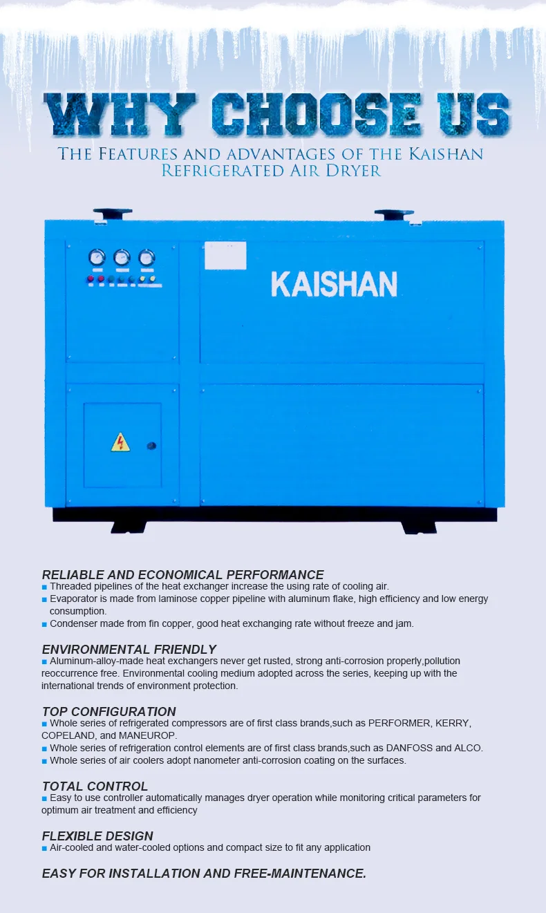 Industrial electric refrigerated compressed air dryer for 15hp air compressor