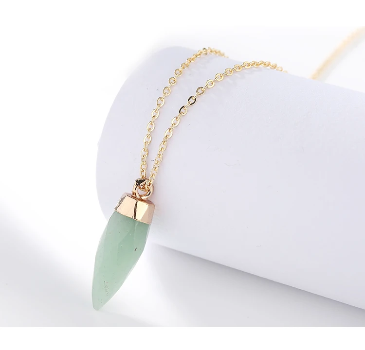 

Hot Sell Sales Rose Quartz Green Jade turquoise necklace Pendant Metal teething Necklace, Picture