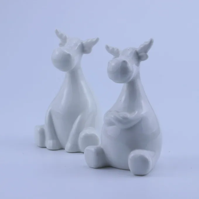 white ceramic reindeer figurine