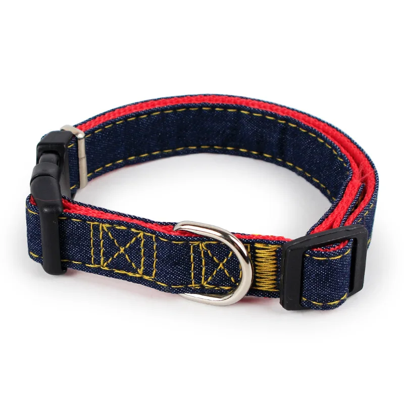 

Puppy Dog Collar Small and Medium Dog Wearable Denim Pet Collar leashes set, As the pictures