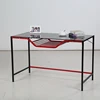 Elegant modern design square large black tempered glass top metal legs long study computer table desk for home office