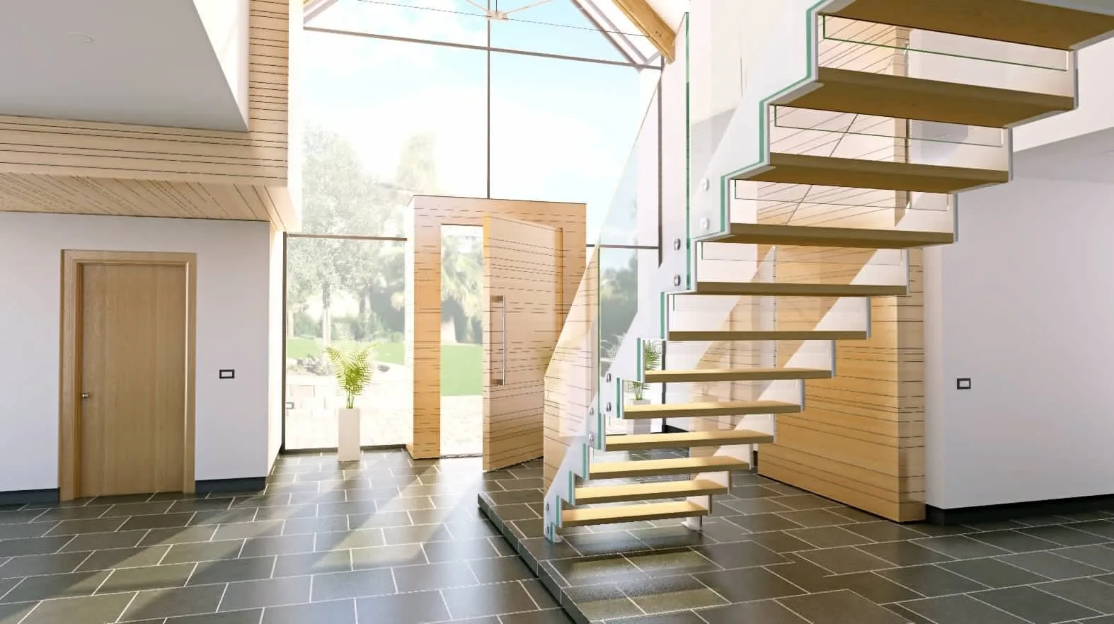 封闭式立管住宅zig-zag室内现代楼梯