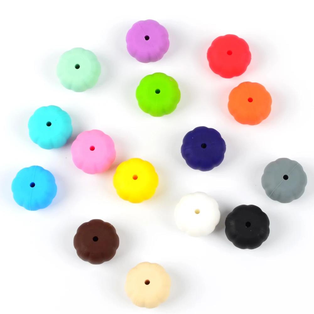 

2021 Wholesale Factory bulk Pumpkin Soft Baby Teething Silicone Beads