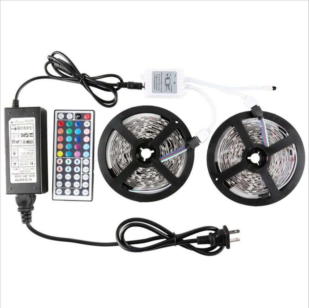 Retail Box packing 10M SMD5050 RGB led strip ip65 waterproof + 12V 8A power adapter + 44 key IR Remote rgb led strip kit