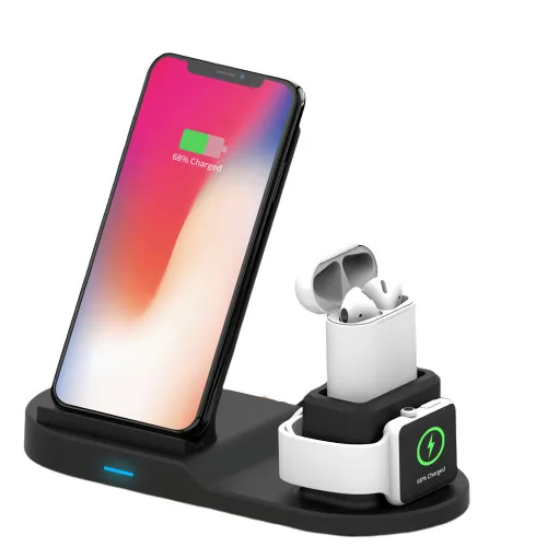 

For Iphone Apple 10W Portable Phone Stand Fast Qi 3 In 1 Wireless Charger Pad