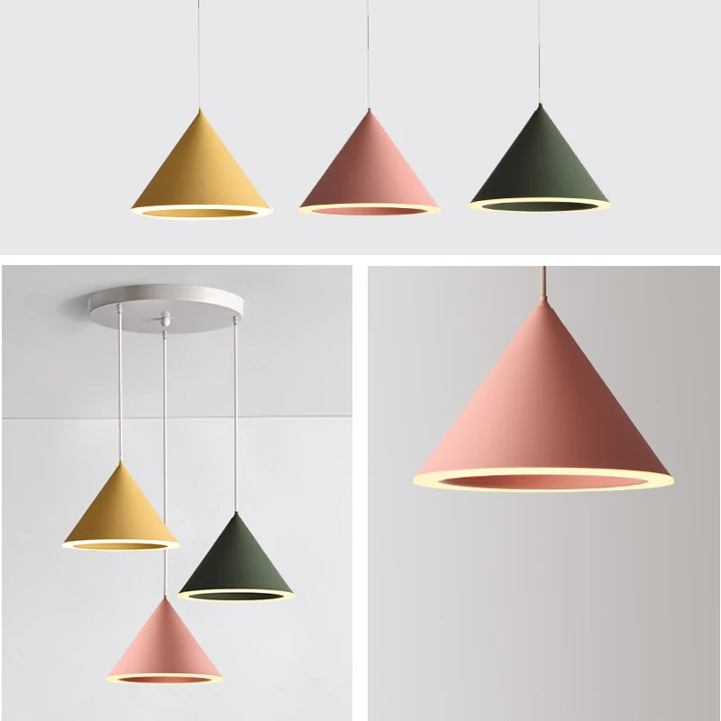 modern creative Macaron chandeliers single three head dining pendant lamp wrought iron lamp shade