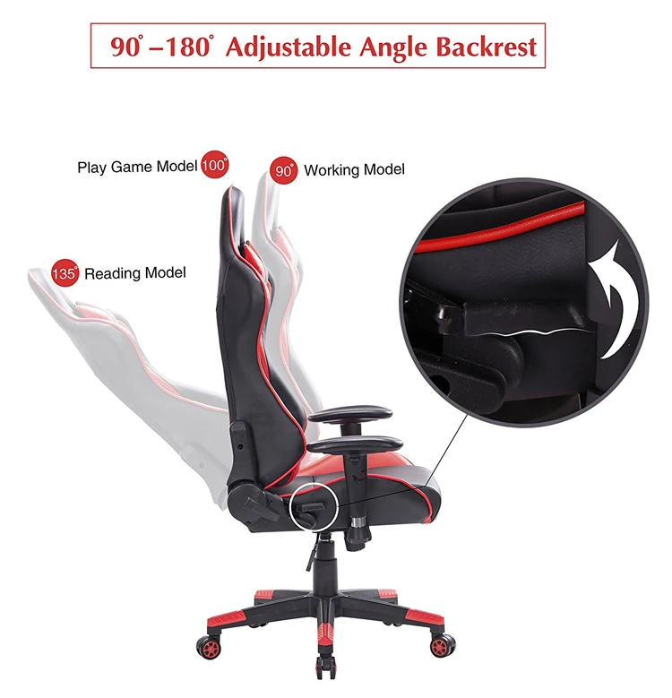 Pu Leather Red And Black Popular Gaming Chair - Buy Computer Chair ...