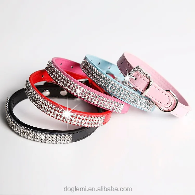 

Luxury Rhinestone Pet Collar Diamante Bling Soft PU Leather Spark Dog Puppy Neck Collars Necklace accesorios para mascotas