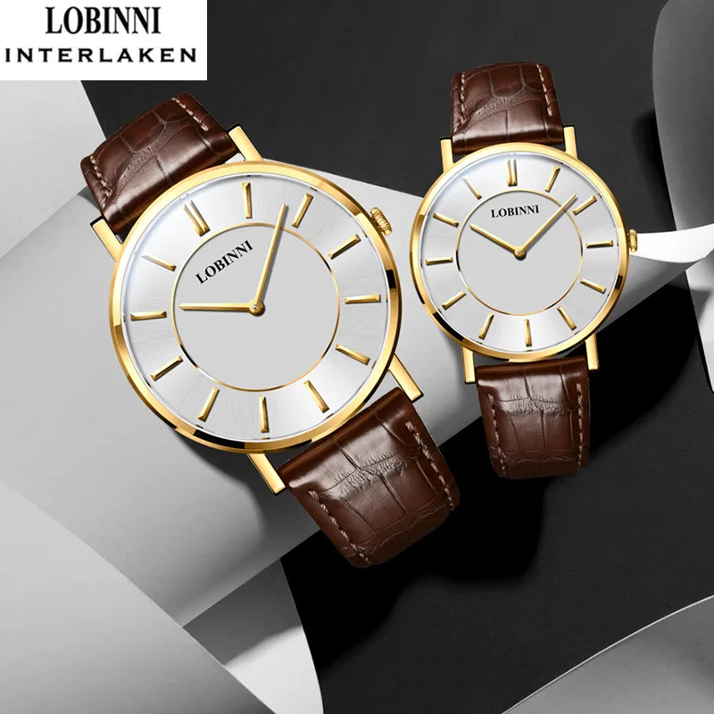 

Top brand luxury couple watch Lobinni men women female leather wrist watches