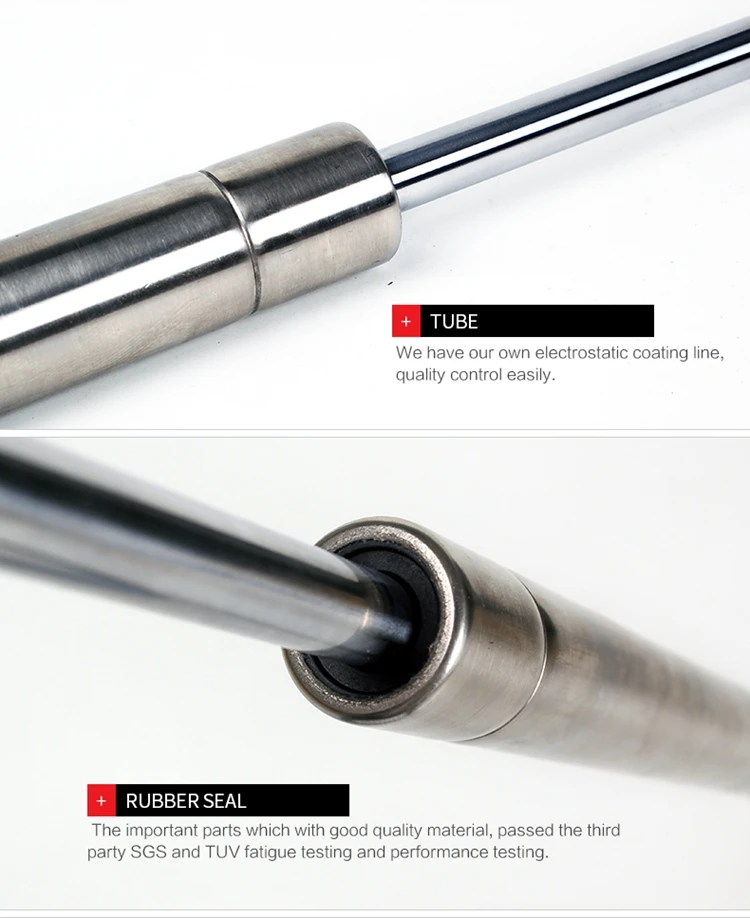 Stainless Steel Piston Rod Gas Strut With Metal Ball End Fitting For