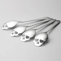 

New Design Stainless Steel 304 Skull Shape Sugar Dessert Coffee Stirring Spoon with Hollow Heart