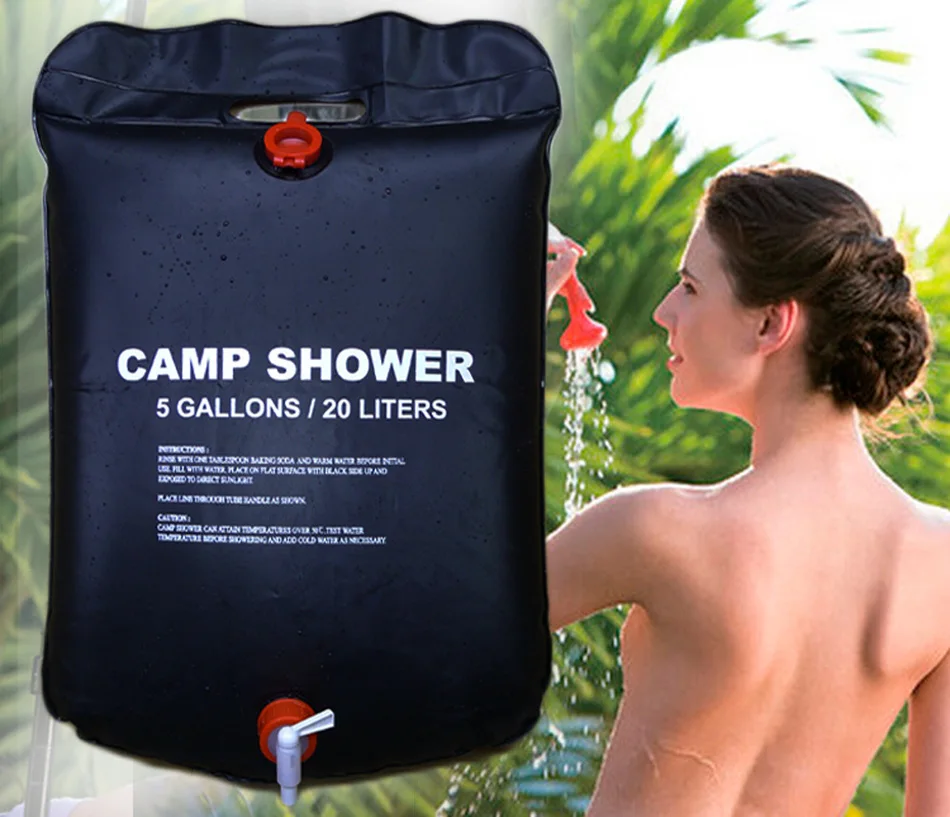 

20L Shower Bag Foldable Solar Heating Camp Heated Bag PVC Outdoor Camping Travel Hiking Climbing Barbecue Picnic Water Storage