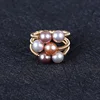 New Fashion Luxury 7-8mm mixed color pearls beads and Copper wire ring