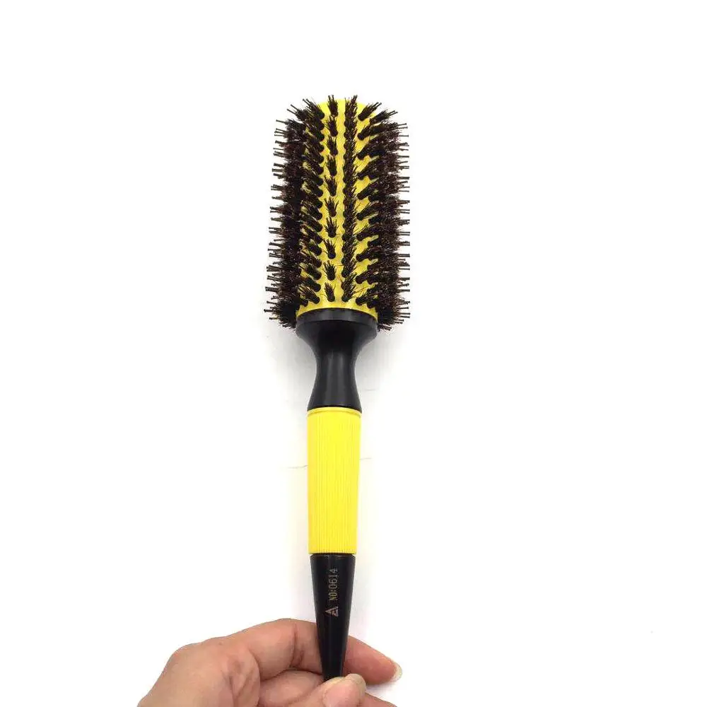 Boar Bristle Round Hair Brush With Nylon Pin Plastic Blowdry Round