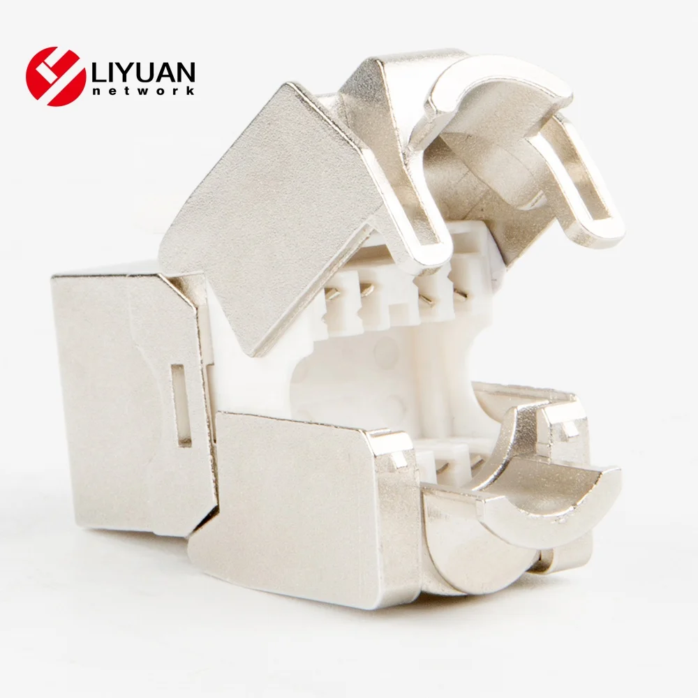 
zinc alloy 180degree RJ45 STP Toolless keystone jack 6a 