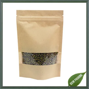 Stand Up Paper Bag With Zipper Tea Coffee Kraft Bags For Window Product On