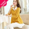 2016 new maternity clothing spring and autumn sweater one piece dress loose plus size twinset spring