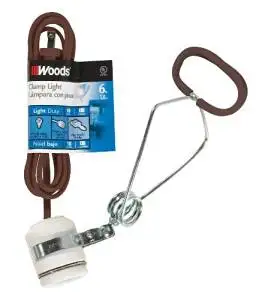Woods 0328 18/2-Gauge Brooder and Heat Clamp Lamp with Porcelain Socket, 150-Watt, 6-Foot by Woods