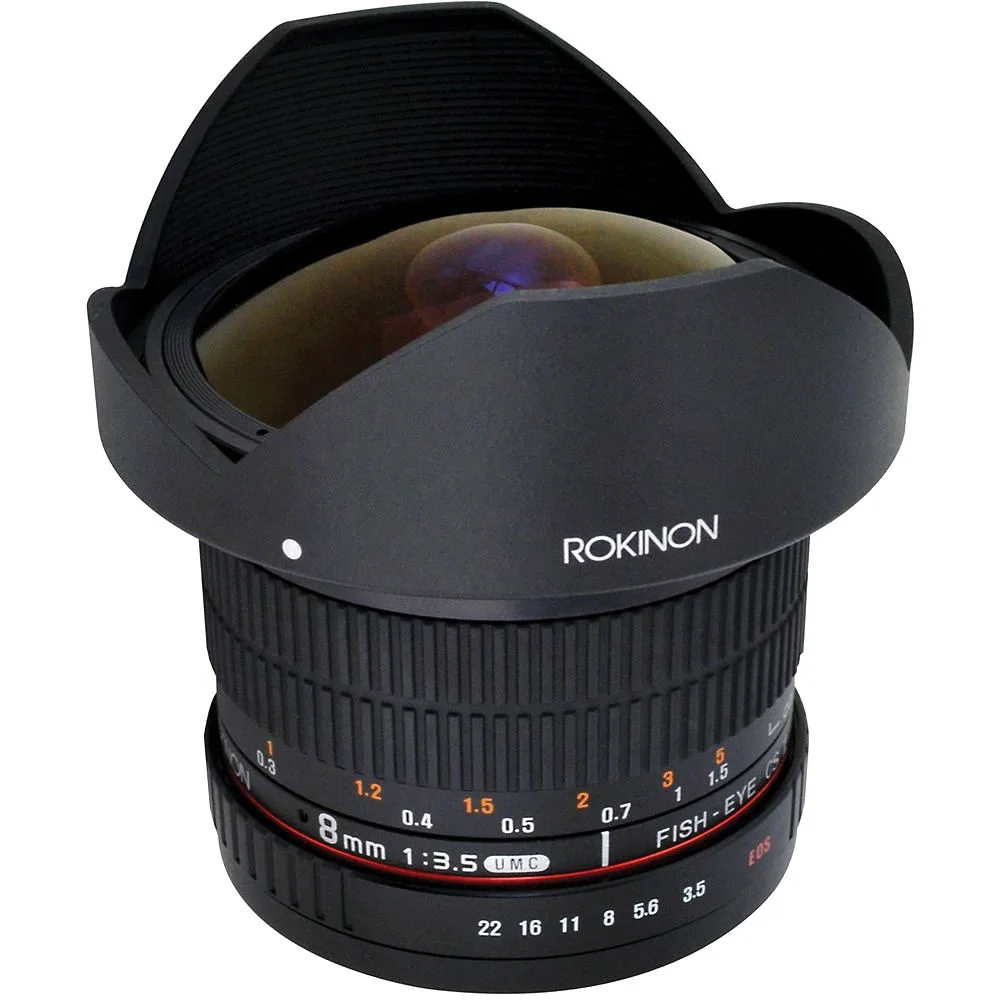 

Fixed focus camera lens 8mm f3.5-22 fisheye lens compatible all dslr camera, Black