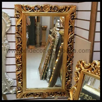 Neoclassic Style Carved Rectangular Wall Mirror With Openwork