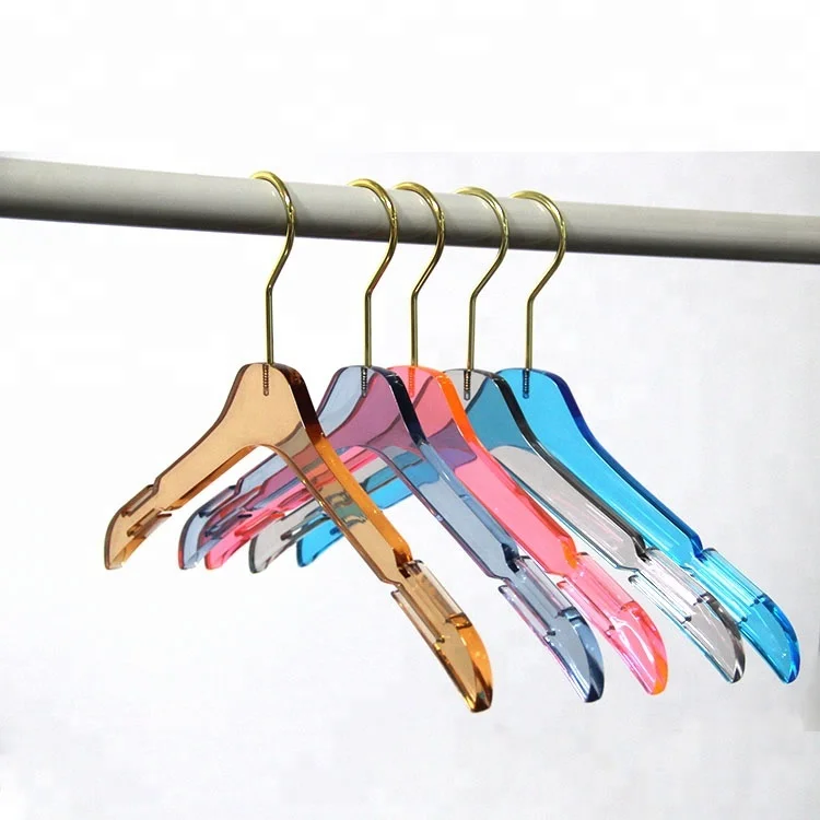 

Customized designs metal hooks acrylic plastic children kids clothes hangers, Yellow ,blue ,white, clear or any color