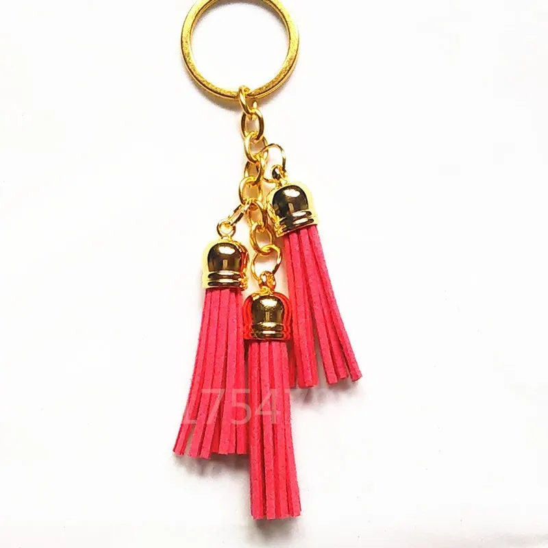 2016 New Arrival Leather Design Superfine Fiber 3 Tassel Keychains