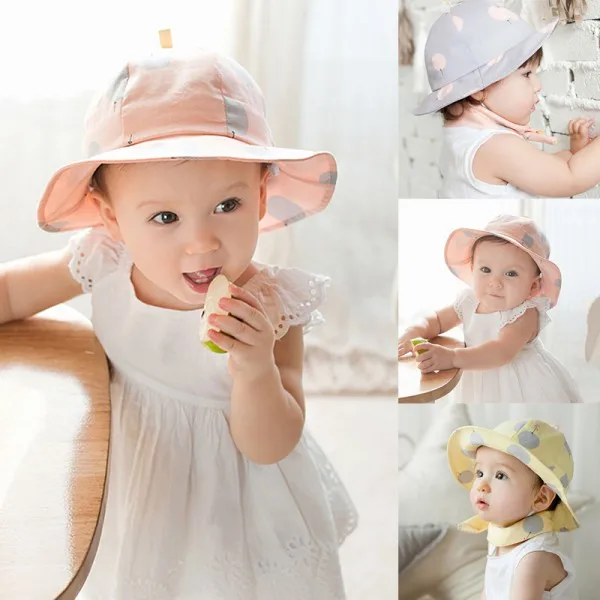 Cute Toddler Sun Cap Polka Dot Summer Outdoor Baby Girl Sun Beach Bucket Hat