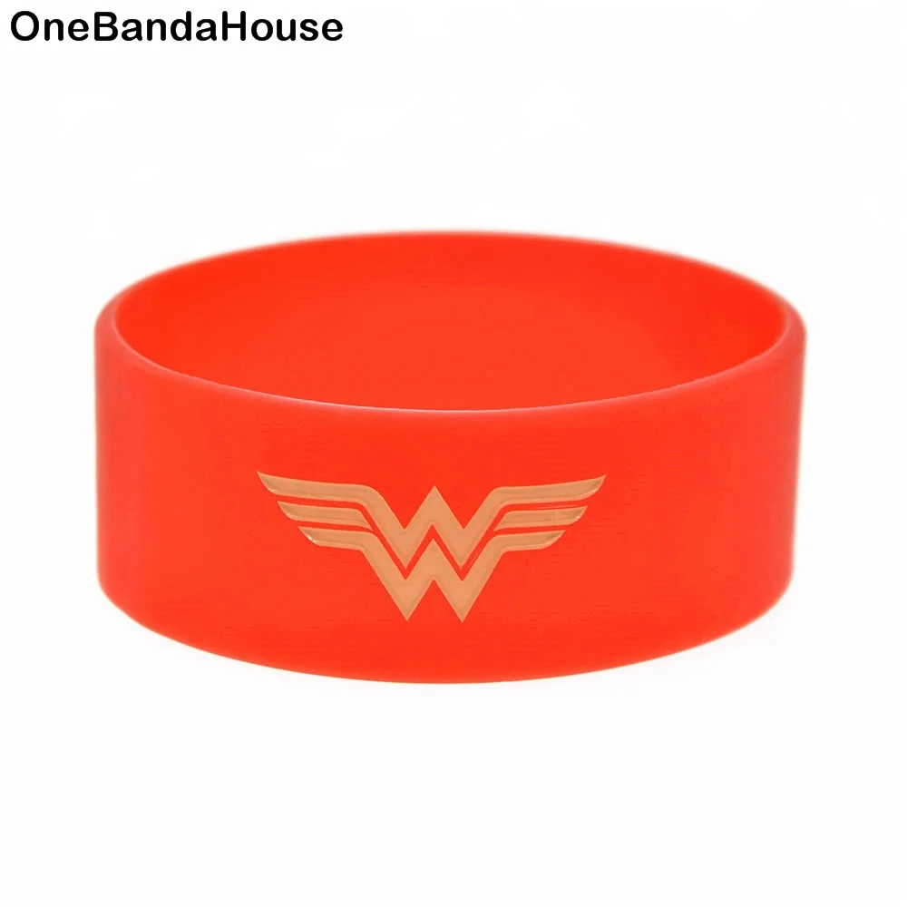 

25PCS 1 Inch Wide Bracelet Wonderful Woman Silicone Wristband, Red