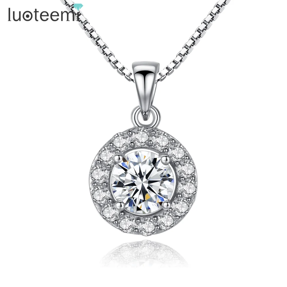 

LUOTEEMI Wholesale Free Shipping 2015 New Arrival Hot Sale Ladies100% 925 Sterling Silver Pendant Necklaces Women