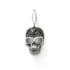 Smart skull black obsidian silver four leaf clover pendant