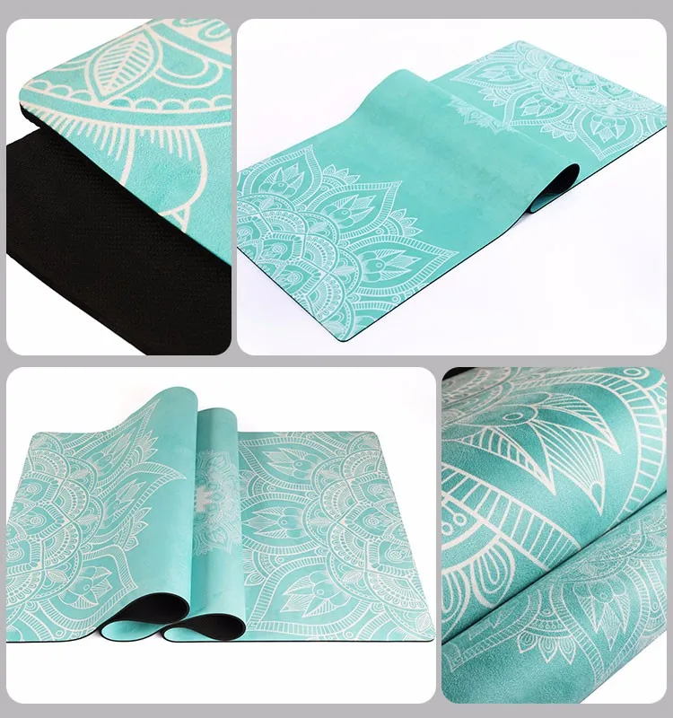 Eco Fibre Non Slip Natural Rubber Custom Print Suede Yoga Mat