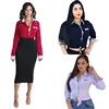 2018 new Office wear turn down collar Plaids printed front button up women blouse