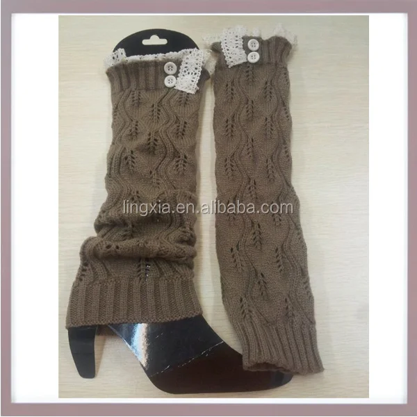 
Acrylic Knee High Women Open Knit Leg Warmers Crochet Lace Adult LegWarmers, Women Knitted Button Wholesale Lace Leg Warmers 