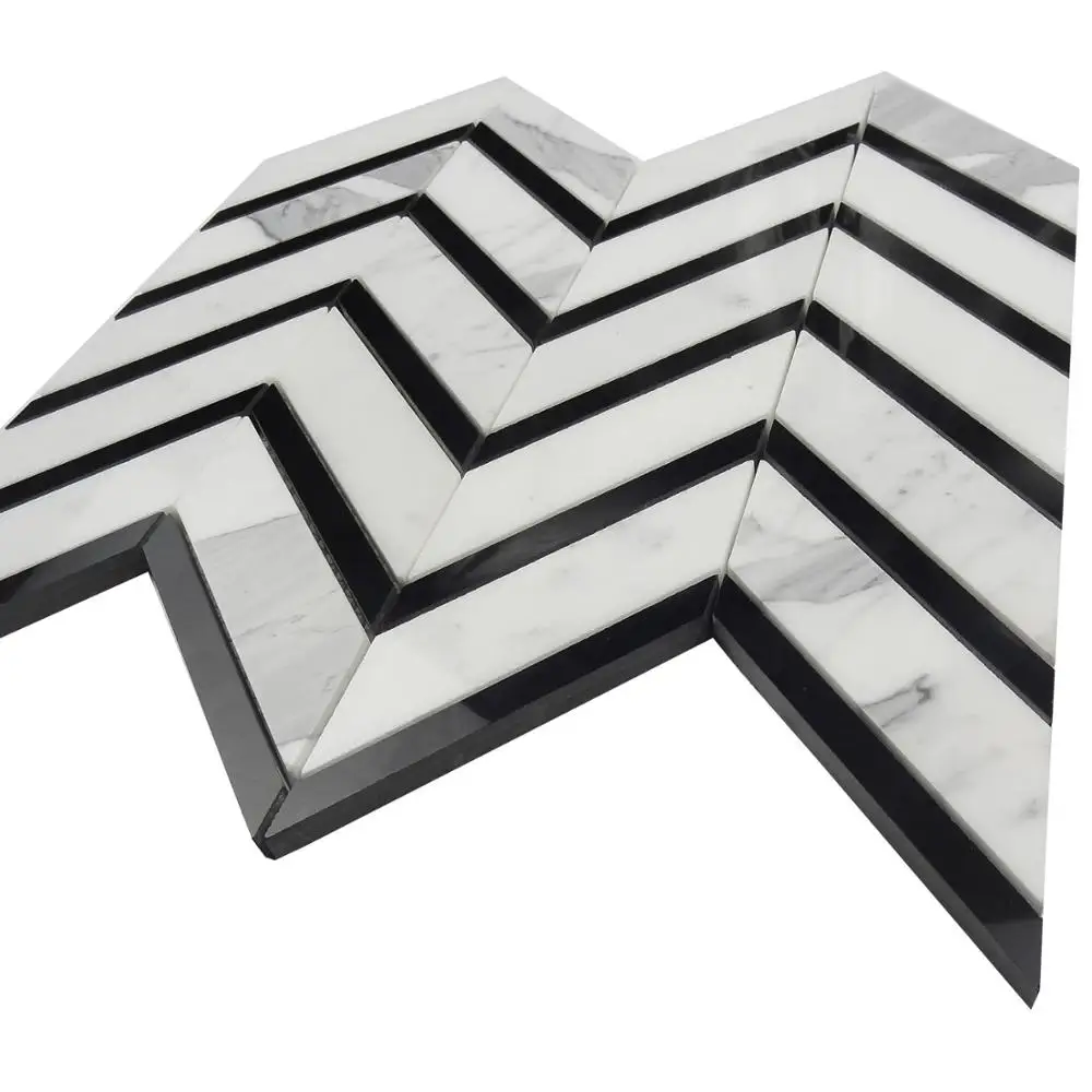 
Black abd white marble mosaic herringbone mosaic for wall decoration 