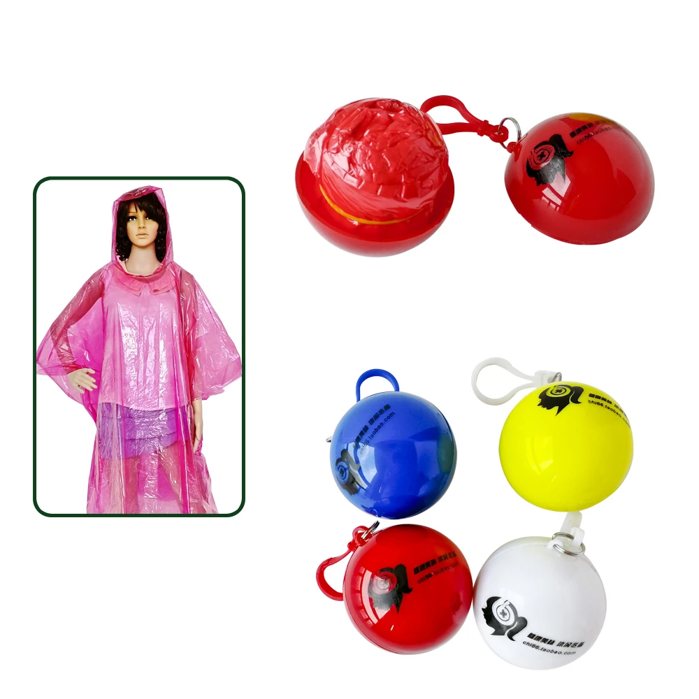 一次性紧急雨衣五颜六色的雨披与钩便携式球