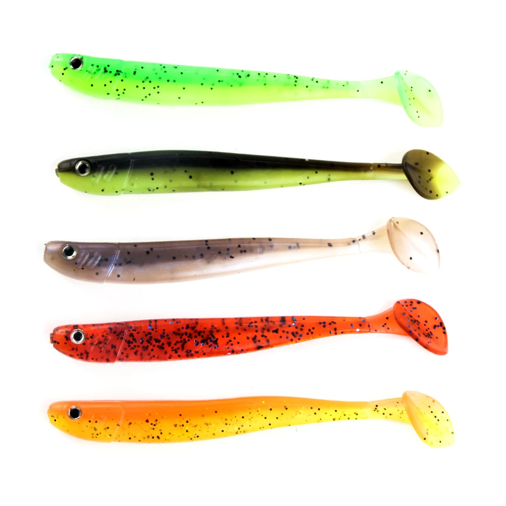 

Two-color T-tail Soft Plastic Fishing Lures Set Soft Fish Lures, 5 colors