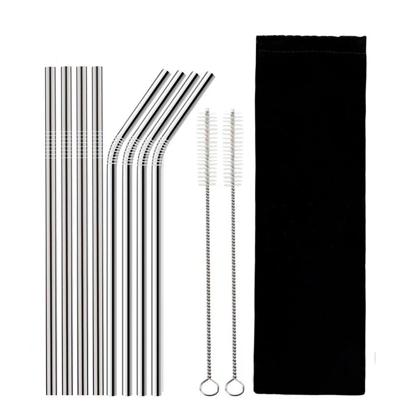 

Eco Friendly Reusable 304 Stainless Steel Drinking Metal Straws for Tumbler, Silver metal straw