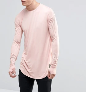 Custom Men's T-shirt Printing Cotton Fashion Clothing Longline Curved Hem Long Sleeve Men's T-shirt Custom Men's T-shirt Printing Cotton Fashion Clothing Longline Curved Hem Long Sleeve Men's T-shirt