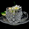 Hot Sale High Quality Gorgeous Clear Glass coffee Tea Cups Set saucers