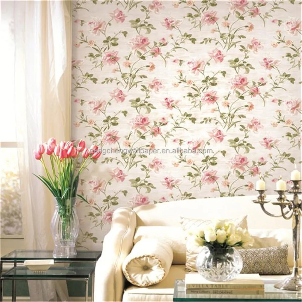 Merah Mawar Bunga Bunga Kertas Wallpaper Untuk Dinding Kamar Tidur