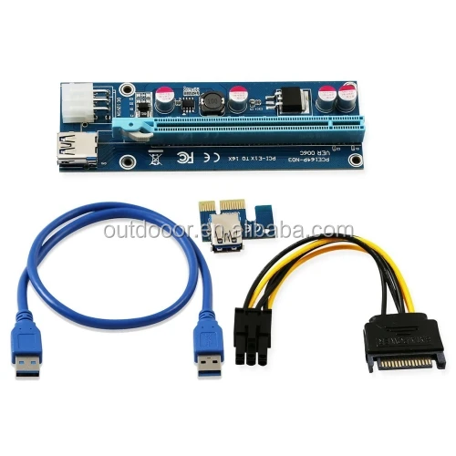 

USB 3.0 PCI-E Express 1x Extender Riser Card Adapter 6 Pin Power Cable Compatible 1x, 4x, 8x, 16x PCI-E Slot of the Motherboard