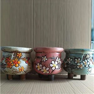 Image of Korean garden pot flower decor hand-painted ceramic flower pots