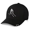 Wholesale circular ring sports hat/Custom embroidery logo hand woven black sports cap