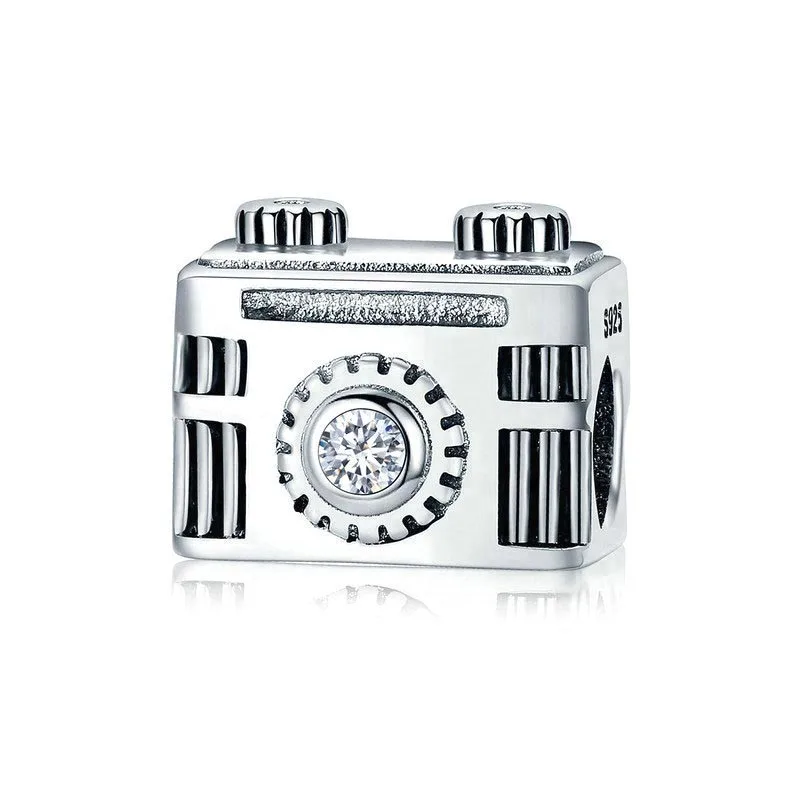 

BAMOER Original 925 Sterling Silver Sentimental Snapshots Camera Charm Fit Bracelet & Necklace Black Enamel DIY Jewelry