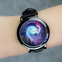 

creative led binary watch leather touch screen led watch