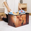 Manufacturers pu leather animal digital print square collapsible storage ottoman