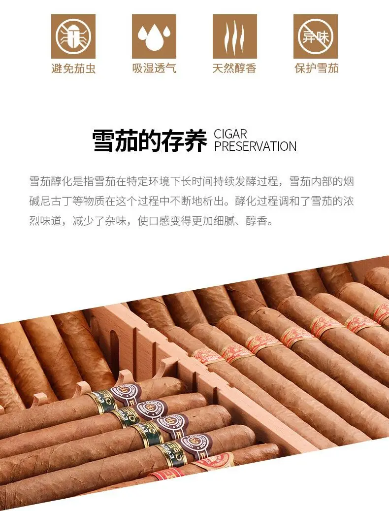 Christmas customized high-grade multi-layer moisturizing piano paint cedar wood cigarette gift handmade wooden humidor cigar box